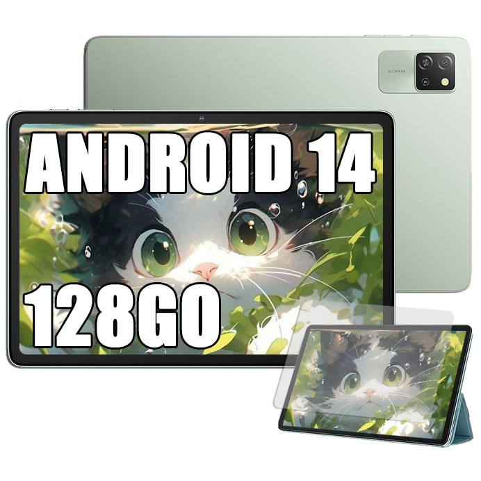 Tableta Blackview Tab 60 WiFi, Android 15 WiFi 6, 2025 10 inch 4GB RAM 128GB ROM (1TB TF),1280 * 800 IPS, Octe-ocre 60GHz, Google GMS, 5100mAh, BT 5.3, 8MP+5MP, AI Camera, Verde