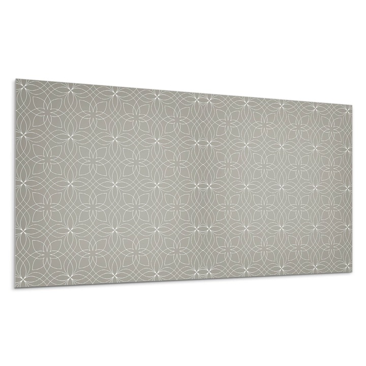 Panou vinil decorativ, Wallfluent, Model geometric cu flori, Gri, 120x60, 010310540040000033483