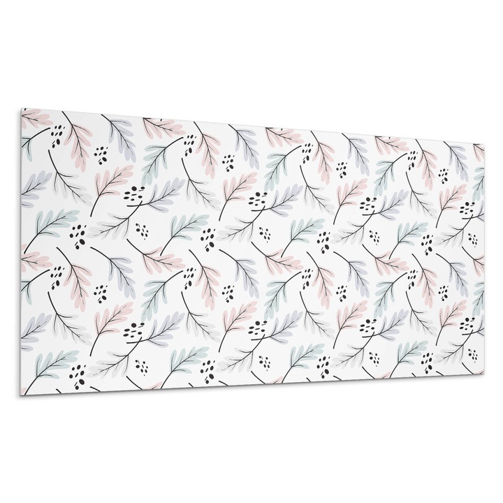 Panou vinil decorativ, Wallfluent, Model de plante delicat, Alb, 100x50, 010310540010000033498