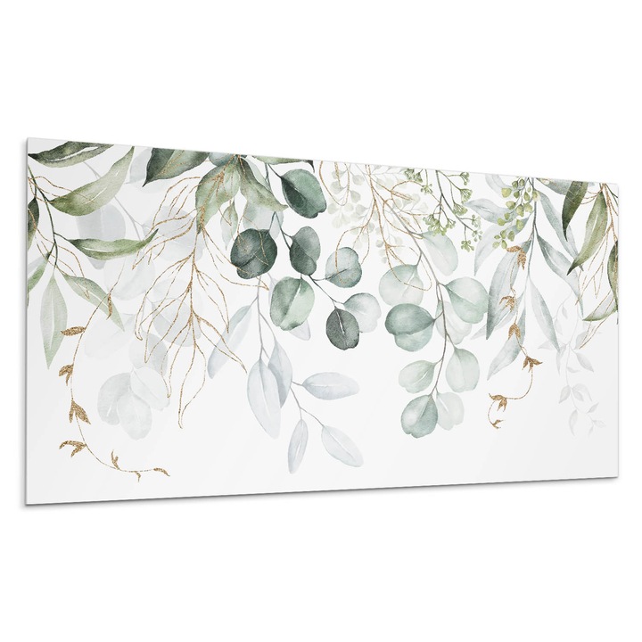 Dekoratív vinil panel, Wallfluent, Virágos díszítés levelekkel és gallyakkal, Tengerészkék, 120x60 cm, 010310540040000088308