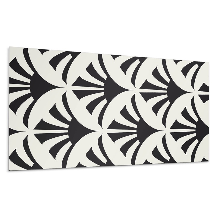 Panou vinil decorativ, Wallfluent, Model de frunze abstracte, Negru, 100x50, 010310540010000057184