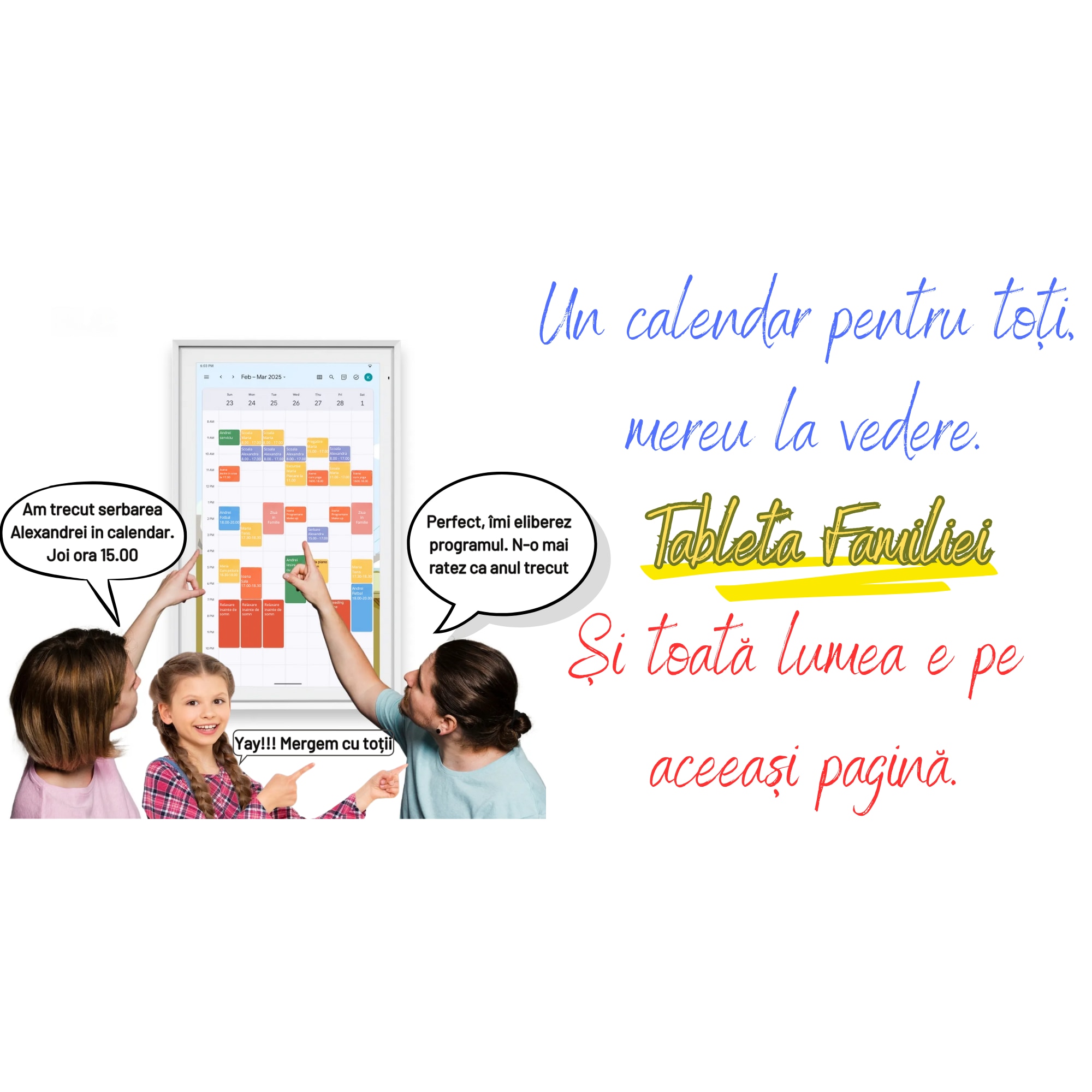 Tableta cu Android 14 de perete INNOVIO® – Ecran 23.8” IPS Full HD, Calendar Digital, Google Play, Wi-Fi 6, 4GB RAM, 32GB stocare, YouTube, Rama Foto, Culoare rama Alb