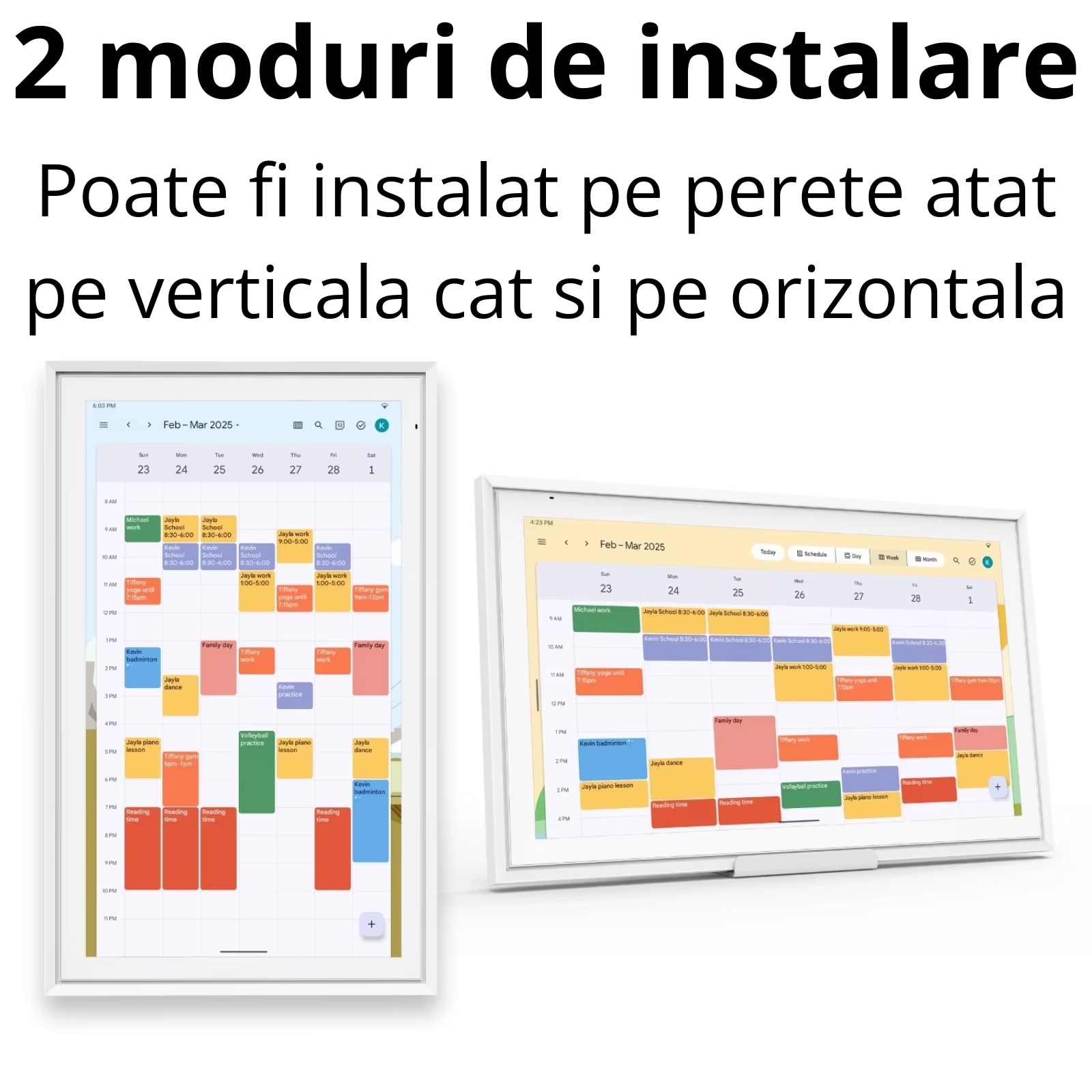 Tableta cu Android 14 de perete INNOVIO® – Ecran 23.8” IPS Full HD, Calendar Digital, Google Play, Wi-Fi 6, 4GB RAM, 32GB stocare, YouTube, Rama Foto, Culoare rama Alb