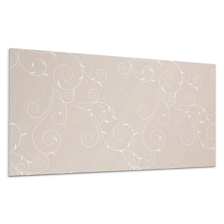Panou vinil decorativ, Wallfluent, Spirale si frunze delicate, Bej, 10x40x20, 010310540020000276719