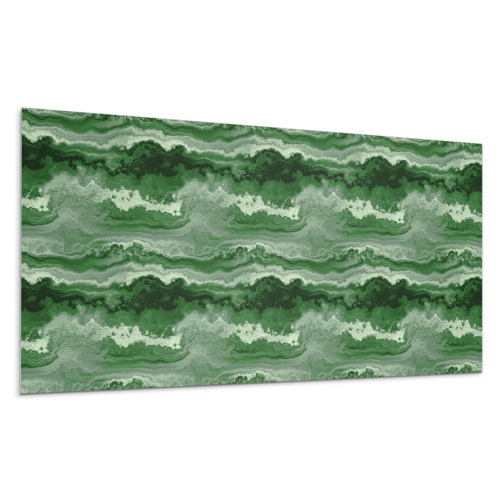 Dekoratív vinil panel, Wallfluent, Hullámok természetes stílusban, Zöld, 100x50 cm, 010310540010000074185
