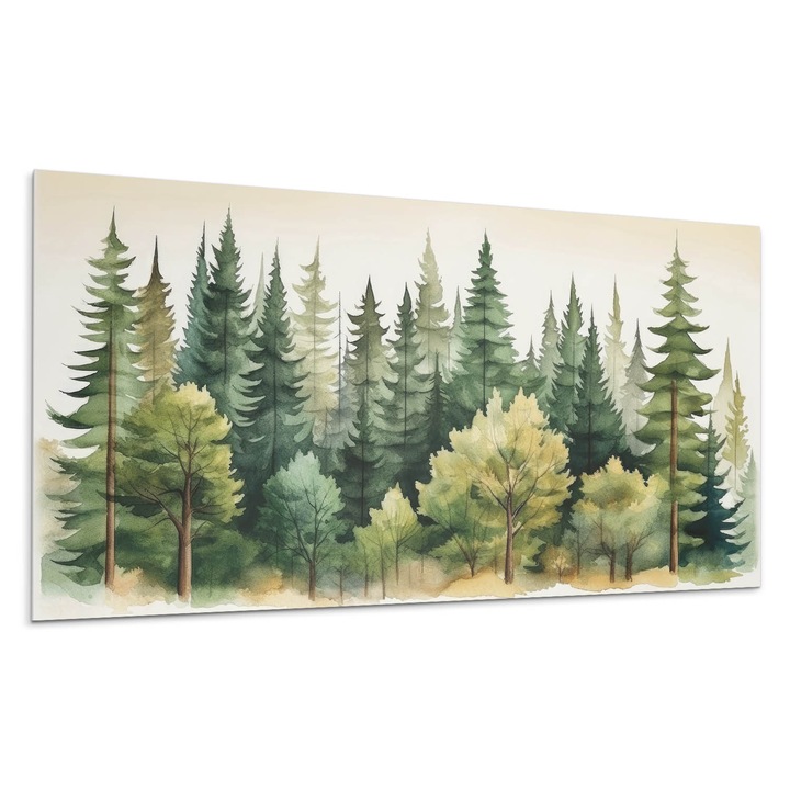 Panou decorativ autoadeziv, Wallfluent, Padure deasa cu copaci, Verde, 120x60, 010310540040000088290