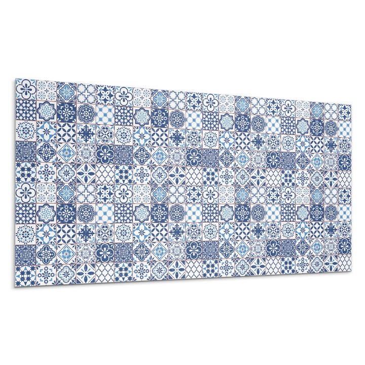 Dekoratív vinil panel, Wallfluent, Geometrikus csempe minták, Kék, 10x40x20 cm, 010310540020000276178