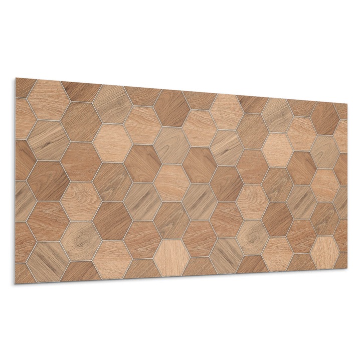 Öntapadó dekoratív panel, Wallfluent, Hatszögletű minta a felületen, Barna, 120x60 cm, 010310540040000276729