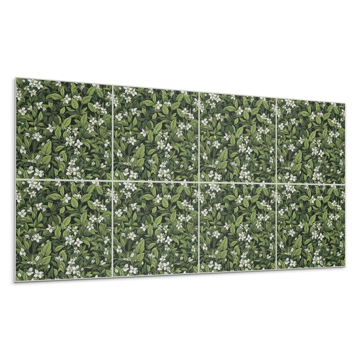 Panou lipibil perete, Wallfluent, Model de plante florale, Verde, 10x40x20, 010310540020000276198
