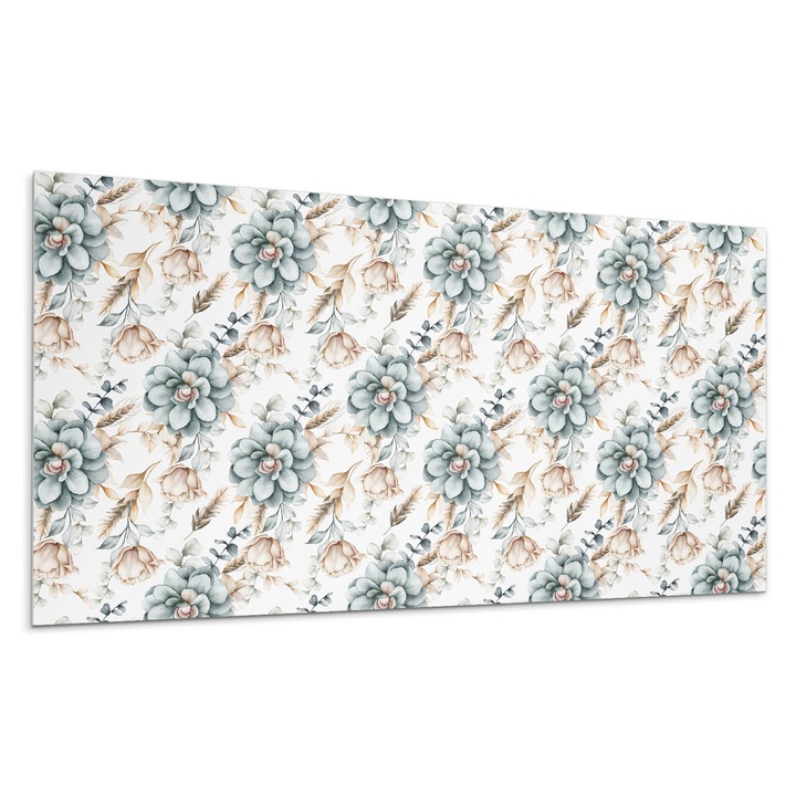Dekoratív vinil panel, Wallfluent, Virágos növényi motívum, Kék, 100x50 cm, 010310540010000276200