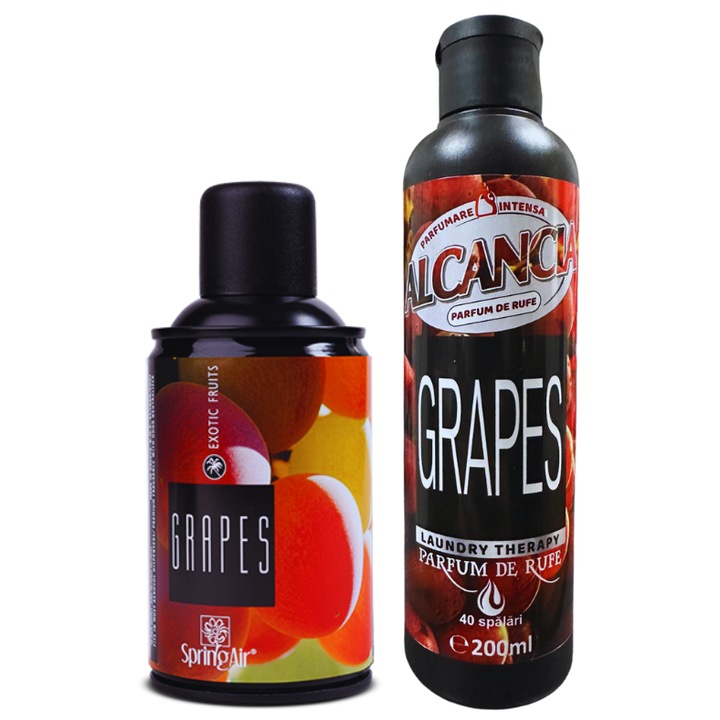 Set odorizant și parfum rufe Alcancia Grapes, 250ml+200ml, parfum de struguri, piersică, multicolor