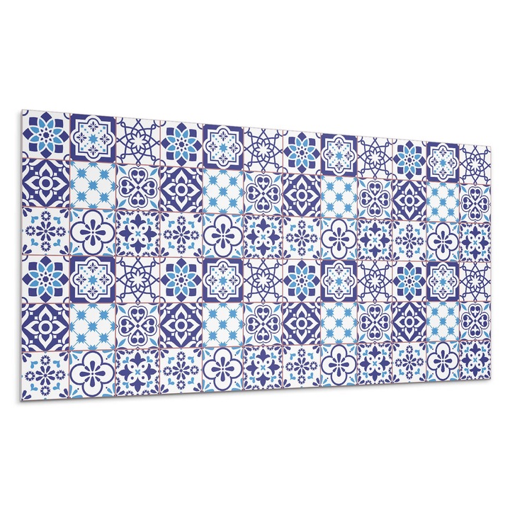 Panou vinil decorativ, Wallfluent, Modele geometrice in placi, Albastru, 120x60, 010310540040000276179