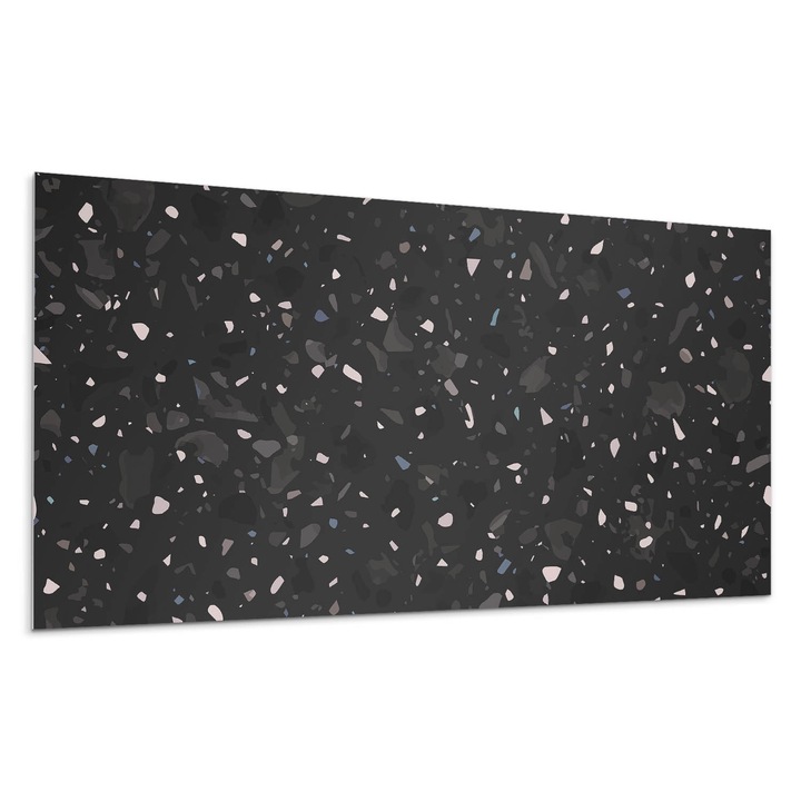 Dekoratív vinil panel, Wallfluent, Terrazzo minta absztrakt formákban, Barna, 120x60 cm, 010310540040000077406