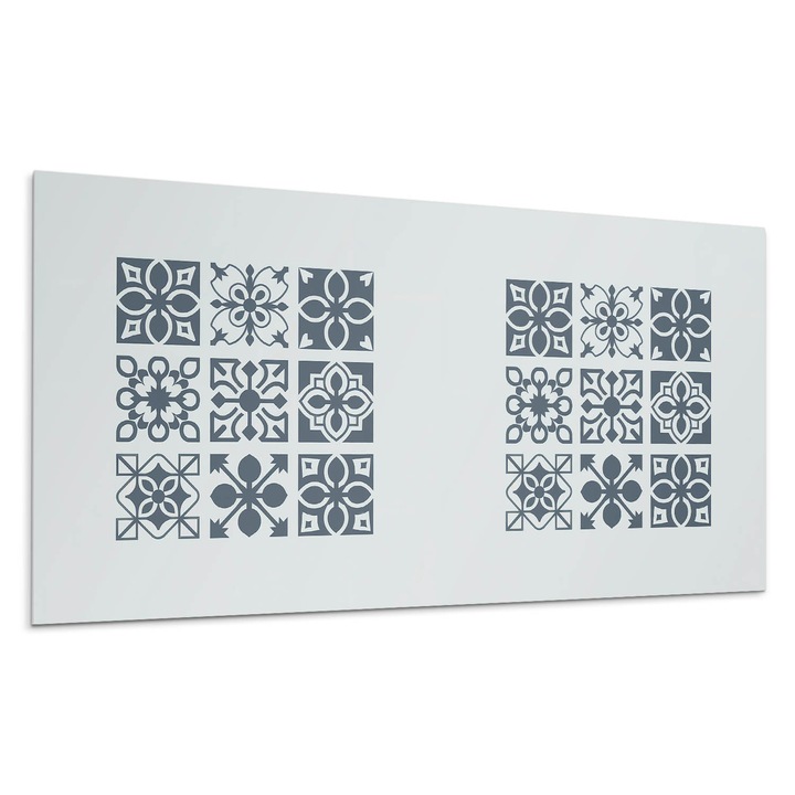 Panou vinil decorativ, Wallfluent, Modele geometrice in patrate, Gri, 100x50, 010310540010000282962