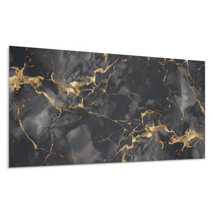 Panou decorativ autoadeziv, Wallfluent, Model elegant de marmura, Negru, 10x40x20, 010310540020000276755