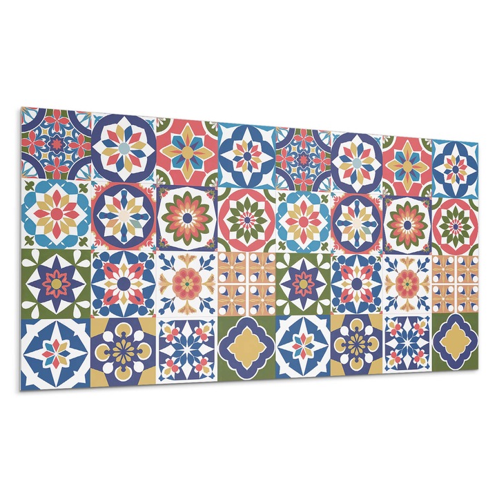 Panou lipibil perete, Wallfluent, Modele de mozaic in patrate, Verde, 120x60, 010310540040000282946