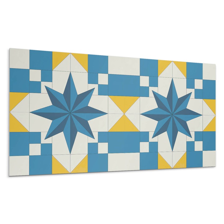Panou lipibil perete, Wallfluent, Model stea geometric, Albastru, 10x40x20, 010310540020000282941