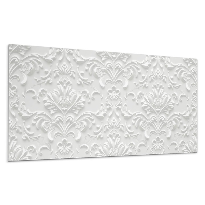 Panou decorativ autoadeziv, Wallfluent, Model elegant in relief, Alb, 10x40x20, 010310540020000276781
