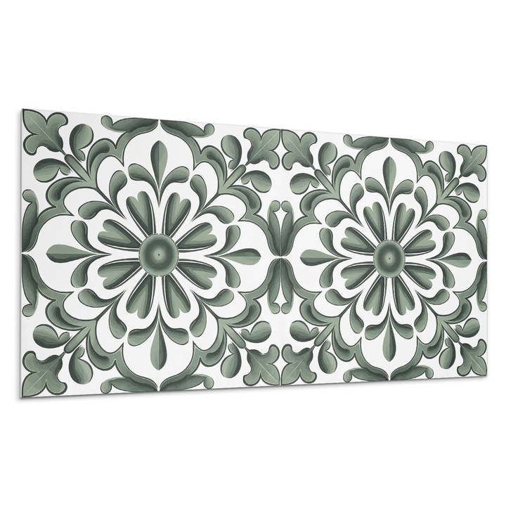 Dekoratív vinil panel, Wallfluent, Növényi motívum körben, Zöld, 120x60 cm, 010310540040000282920