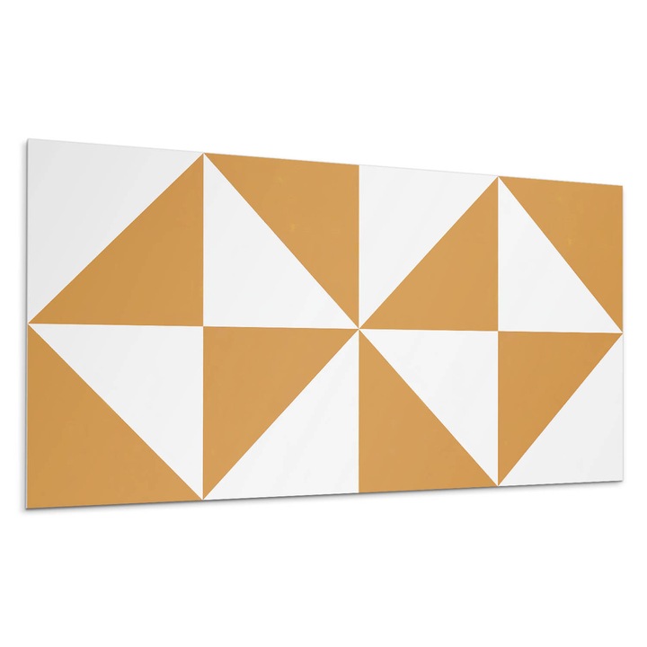 Öntapadó dekoratív panel, Wallfluent, Háromszög alakú minták négyzet alakú keretben, Narancssárga, 120x60 cm, 010310540040000282953