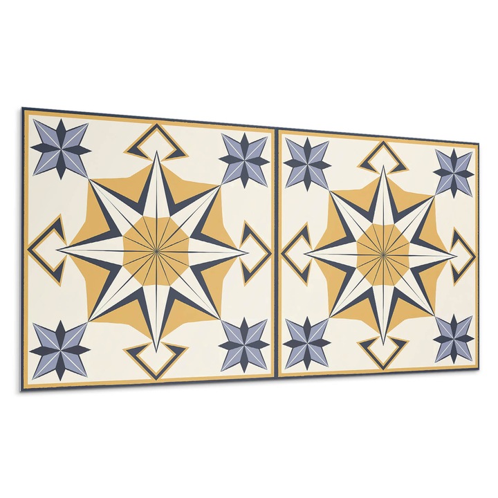 Dekoratív vinil panel, Wallfluent, Iránytű minta csillagokkal, Tengerészkék, 120x60 cm, 010310540040000282942