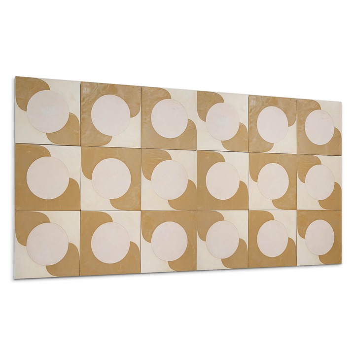 Dekoratív vinil panel, Wallfluent, Minta geometriai körök és ívek, Szürke, 120x60 cm, 010310540040000283017