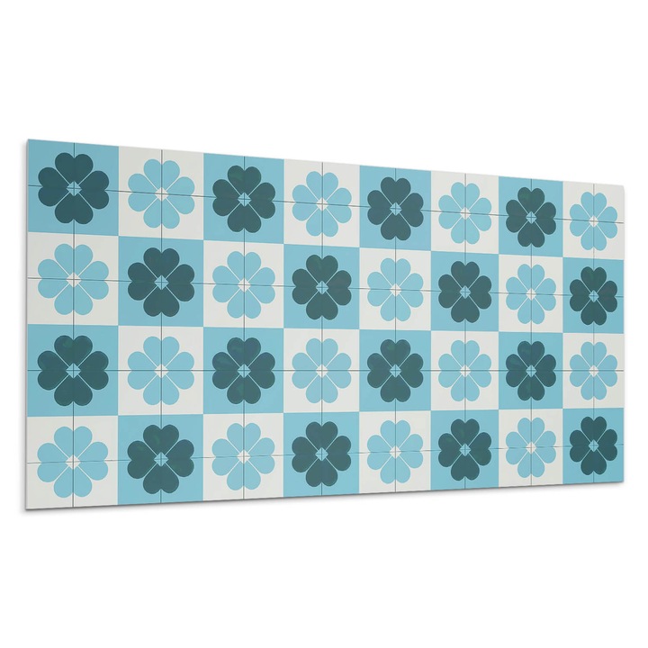 Öntapadó dekoratív panel, Wallfluent, Kockás virágmotívum, Rózsaszín, 100x50 cm, 010310540010000283024