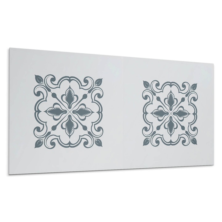 Panou decorativ autoadeziv, Wallfluent, Model de plante cu ornamente, Gri, 120x60, 010310540040000283000