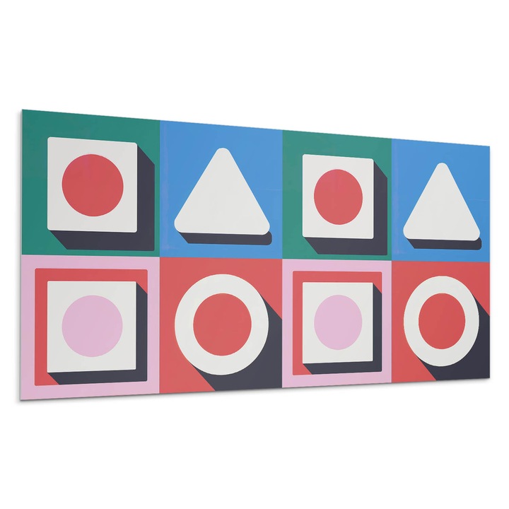 Öntapadó dekoratív panel, Wallfluent, Árnyékolt geometria, Rózsaszín, 100x50 cm, 010310540010000282966