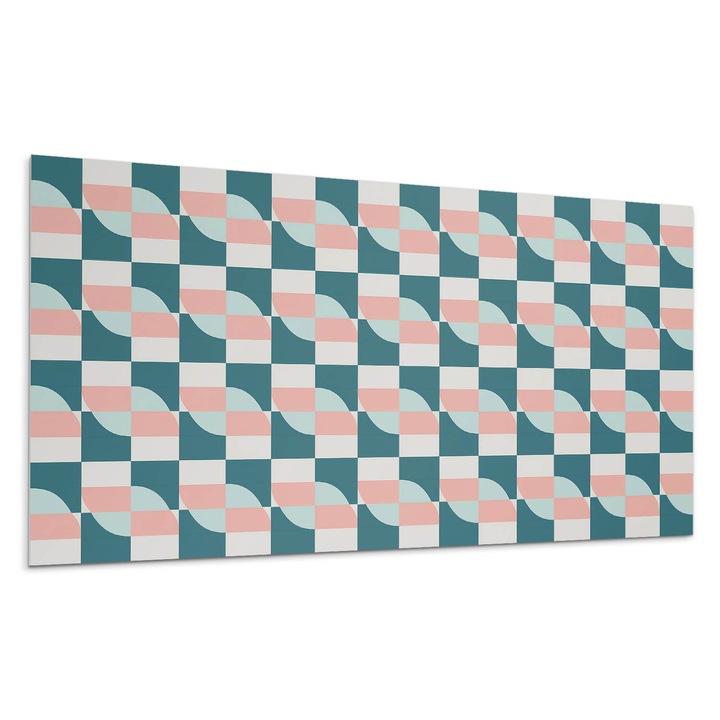 Öntapadó dekoratív panel, Wallfluent, Kockás geometrikus motívum, Kék, 100x50 cm, 010310540010000283022