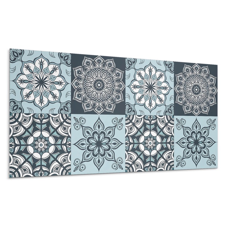 Öntapadó dekoratív panel, Wallfluent, Kockás mandala minták, Piros, 120x60 cm, 010310540040000283010