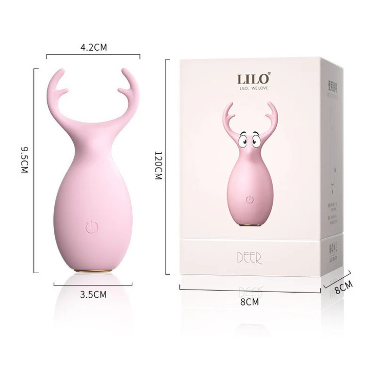 Vibrator tip Ou, pentru stimularea clitorisului in forma de caprioara, Roz TOY377-5