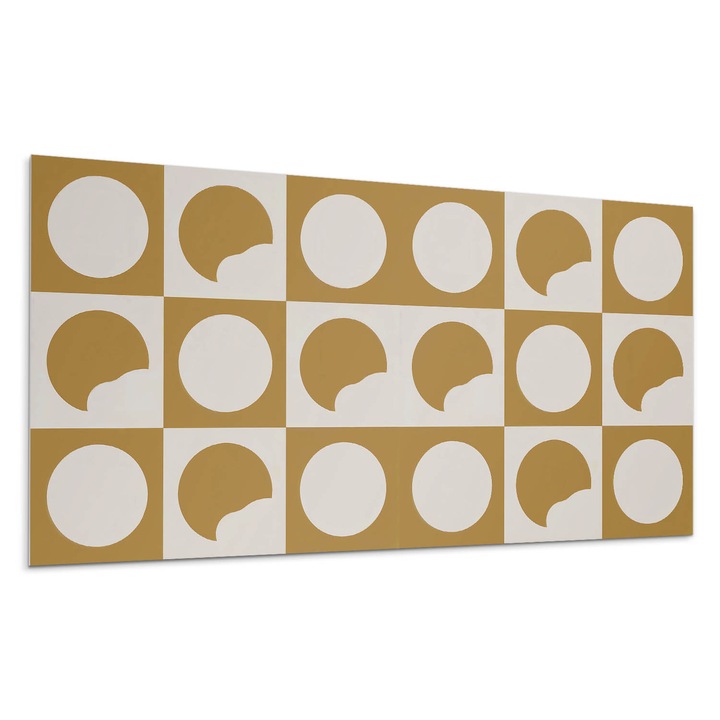 Öntapadó dekoratív panel, Wallfluent, Absztrakt körök hiányosságokkal, Sárga, 100x50 cm, 010310540010000282980