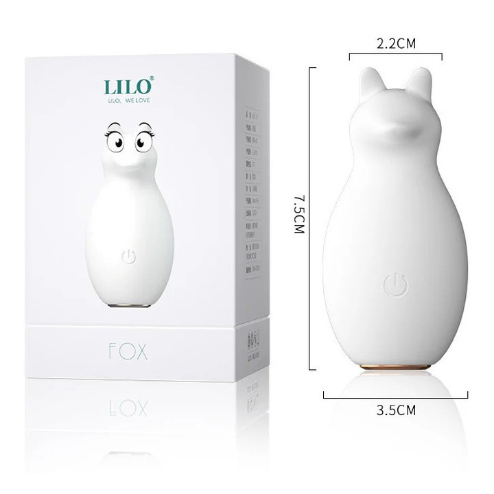 Vibrator tip Ou, pentru stimularea clitorisului in forma de vulpe, Alb TOY377-2