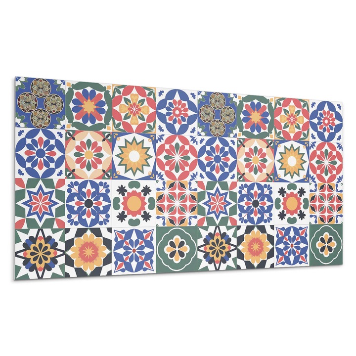 Dekoratív vinil panel, Wallfluent, Mozaik elrendezések sorokban, Zöld, 100x50 cm, 010310540010000282948