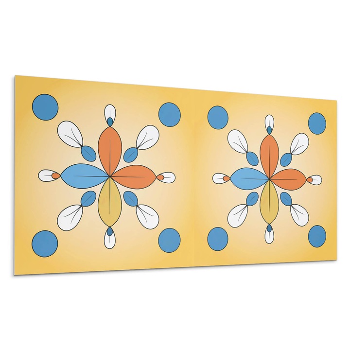 Panou vinil decorativ, Wallfluent, Model floral geometric, Galben, 10x40x20, 010310540020000282989