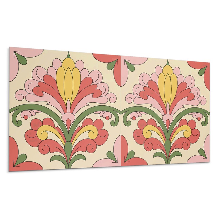 Öntapadó dekoratív panel, Wallfluent, Virágos díszítő motívum, Zöld, 120x60 cm, 010310540040000282923