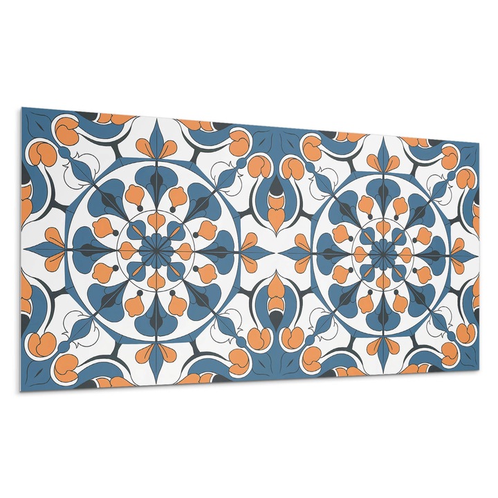 Panou decorativ autoadeziv, Wallfluent, Model floral in mandala, Albastru, 10x40x20, 010310540020000283160