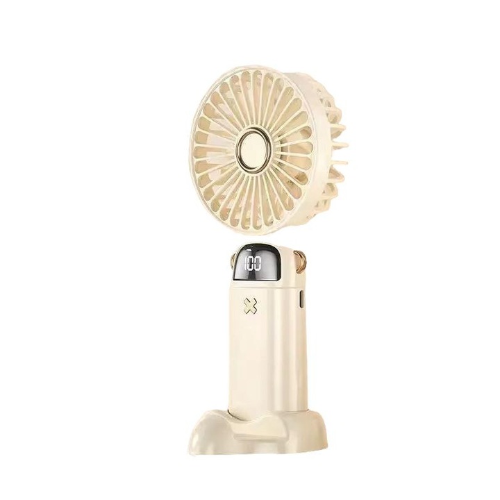 Ventilator personal portabil, 5 viteze, bej, 5V, 2.5W