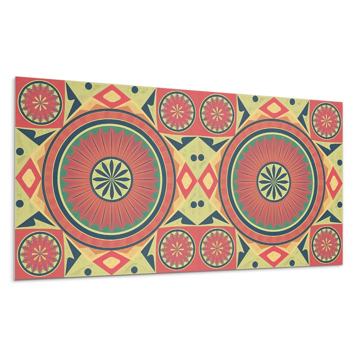 Dekoratív vinil panel, Wallfluent, Mandala minta geometrikus stílusban, Tengerészkék, 100x50 cm, 010310540010000283155