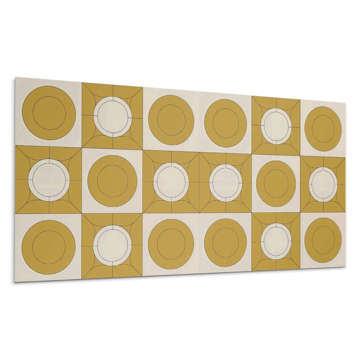 Dekoratív vinil panel, Wallfluent, Modern motívum kerek formákkal, Tengerészkék, 120x60 cm, 010310540040000282977