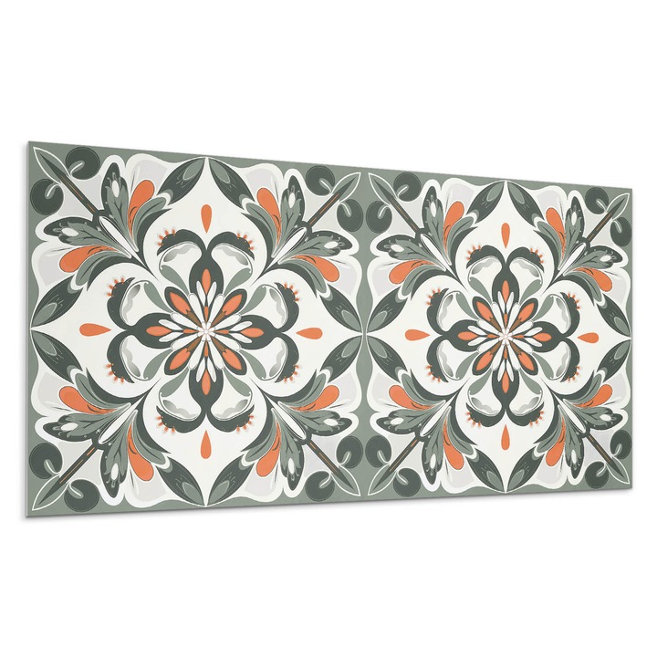 Panou decorativ autoadeziv, Wallfluent, Model floral cu frunze, Verde, 10x40x20, 010310540020000283132