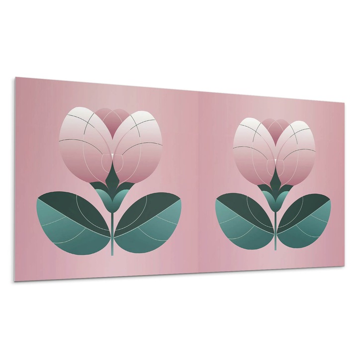 Dekoratív vinil panel, Wallfluent, Virág kompozíció levelekkel, Narancssárga, 100x50 cm, 010310540010000283112