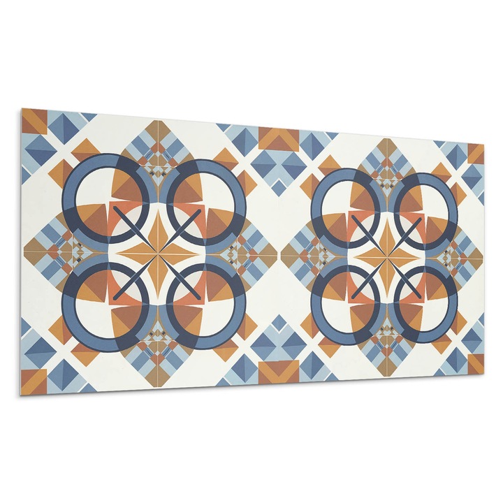 Dekoratív vinil panel, Wallfluent, Minta a körök geometriai formában, Zöld, 100x50 cm, 010310540010000283143