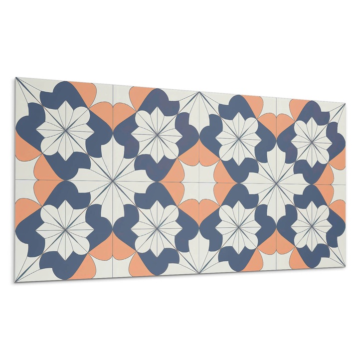 Öntapadó dekoratív panel, Wallfluent, Virágos geometrikus motívum, Sárga, 100x50 cm, 010310540010000283140