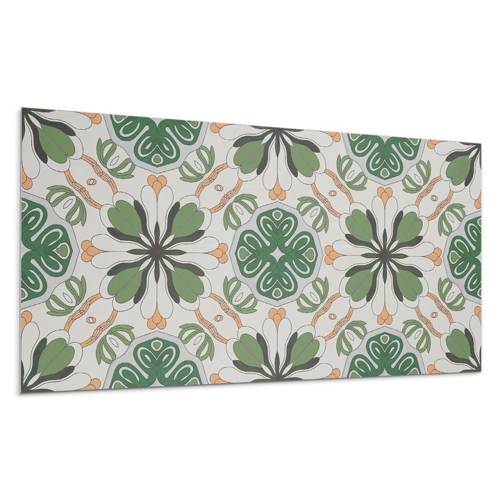 Panou vinil decorativ, Wallfluent, Model floral in simetrie, Verde, 10x40x20, 010310540020000283131