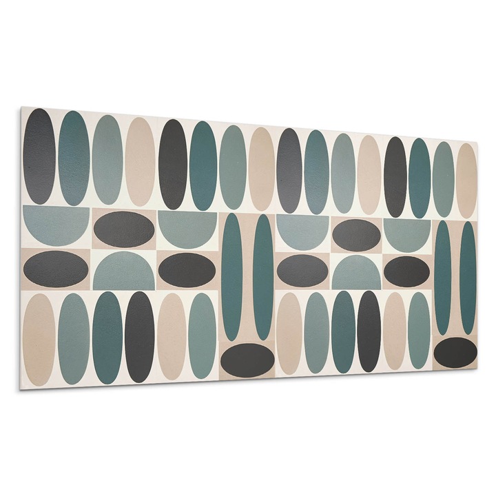 Öntapadó dekoratív panel, Wallfluent, Ovális formák vonzó formában, Kék, 120x60 cm, 010310540040000283150