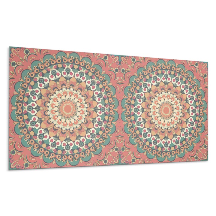 Dekoratív vinil panel, Wallfluent, Mandala finom részletekkel, Piros, 100x50 cm, 010310540010000283157