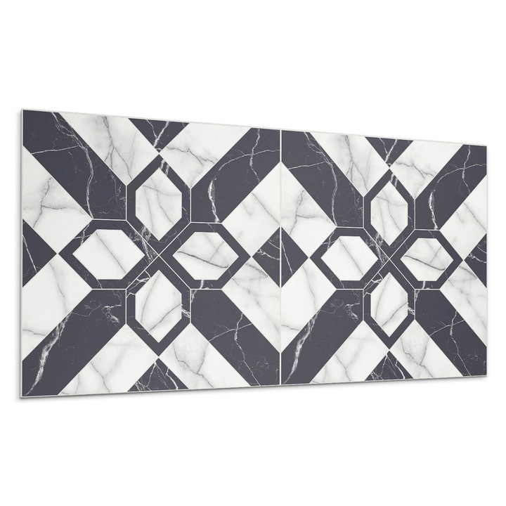 Dekoratív vinil panel, Wallfluent, Márvány minta geometriai alakzatokban, Kék, 120x60 cm, 010310540040000283220