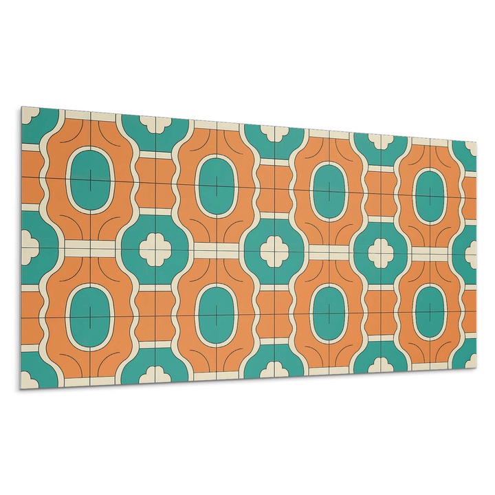 Dekoratív vinil panel, Wallfluent, Kockás minta geometrikus stílusban, Piros, 120x60 cm, 010310540040000283165